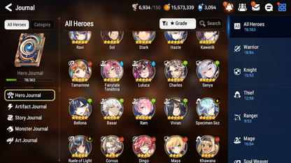 [GLOBAL] Epic 7 Seven 2ML Fairytale Tenebria Ruele of light Specimen Sez + ML pulls + 20 Speed + Name Starter Account-Mobile Games Starter