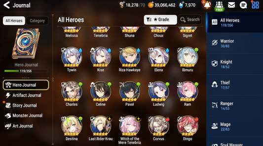 [GLOBAL] Epic 7 Seven 2ML Witch of the Mere Tenebria Last Rider Krau Rimuru Jack Angel Angelica + ML pulls +Name Starter Account-Mobile Games Starter