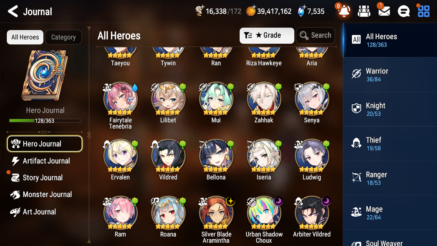 [GLOBAL] Epic 7 Seven 3ML 1LIM Arbiter Vildred Fairytale Tenebria Silver Blade Aramintha Urban Shadow Choux + ML pulls + 20 Speed + Name Starter Account-Mobile Games Starter