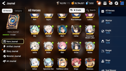 [GLOBAL] Epic 7 Seven 3ML 1LIM Belian Rem Specimen Sez Faithless Lidica Rem+ ML pulls + 20 Speed + Name Starter Account-Mobile Games Starter