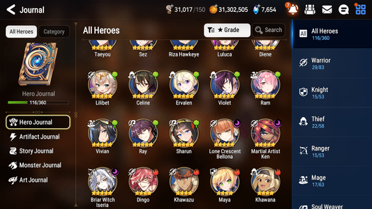 [Global] Epic 7 Seven 3ML 1LIM Diene Lone Crescent Bellona Briar Witch Iseria Ken + 48ML pulls + 20 Speed + Name Starter Account-Mobile Games Starter