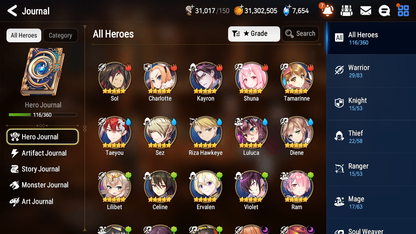 [Global] Epic 7 Seven 3ML 1LIM Diene Lone Crescent Bellona Briar Witch Iseria Ken + 48ML pulls + 20 Speed + Name Starter Account-Mobile Games Starter