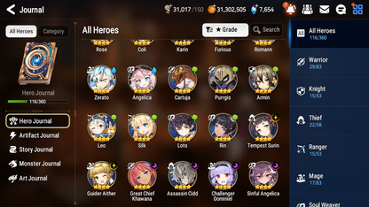 [Global] Epic 7 Seven 3ML 1LIM Diene Lone Crescent Bellona Briar Witch Iseria Ken + 48ML pulls + 20 Speed + Name Starter Account-Mobile Games Starter