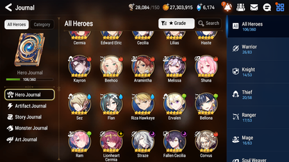 [GLOBAL] Epic 7 Seven 3ML 1Lim Edward Lionheart Cermia Straze Fallen Cecilia + ML pulls Starter Account-Mobile Games Starter