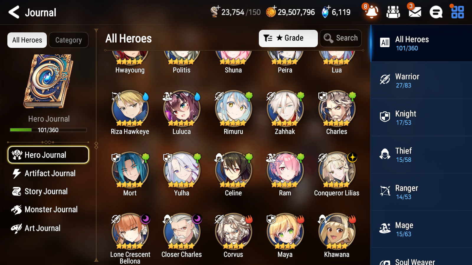 [GLOBAL] Epic 7 Seven 3ML 1LIM Lone Crescent Conqueror Lilias Closer Charles Rimuru + ML pulls + 20 Speed + Name Starter Account-Mobile Games Starter
