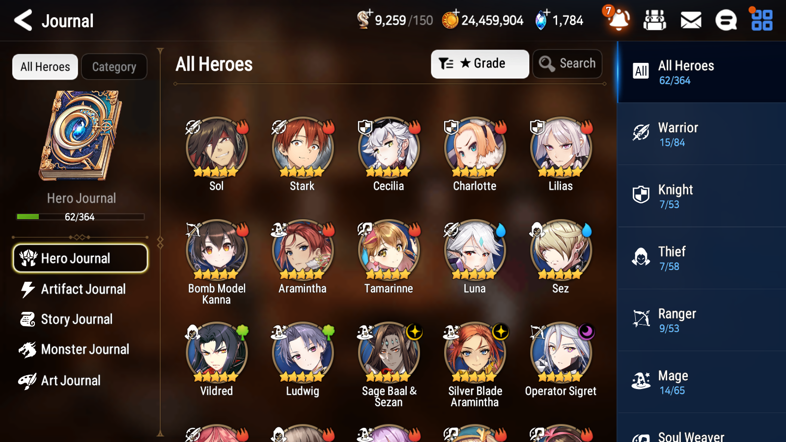 [GLOBAL] Epic 7 Seven 3ML 1LIM Luna Sage Baal Silver Blade Aramintha + ML Mystics Pulls Aged + 20 Speed Starter Account-Mobile Games Starter