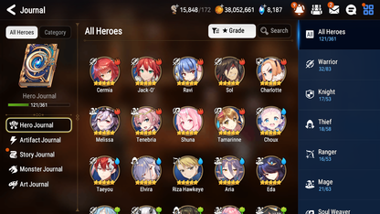 [GLOBAL] Epic 7 Seven 3ML 2LIM Belian Lionheart Cermia Little Queen Charlotte Rimuru Jack Moon Bunny + ML pulls + 20 Speed + Name Starter Account-Mobile Games Starter