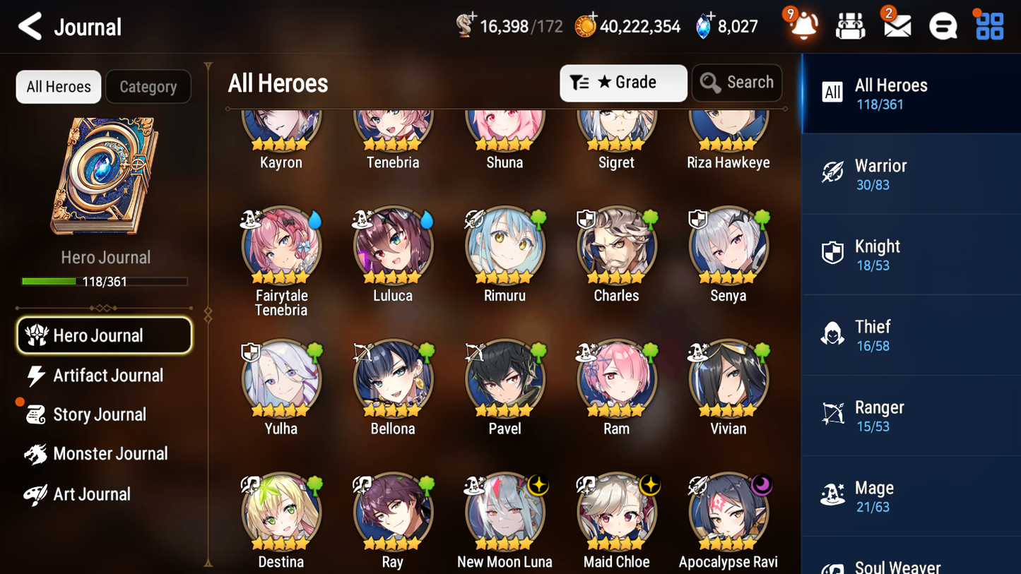 [GLOBAL] Epic 7 Seven 3ML 2LIM Rimuru Fairytale Tenebria Maid Chloe New Moon Luna Apocalypse Ravi+ ML pulls + 20 Speed + Name Starter Account-Mobile Games Starter