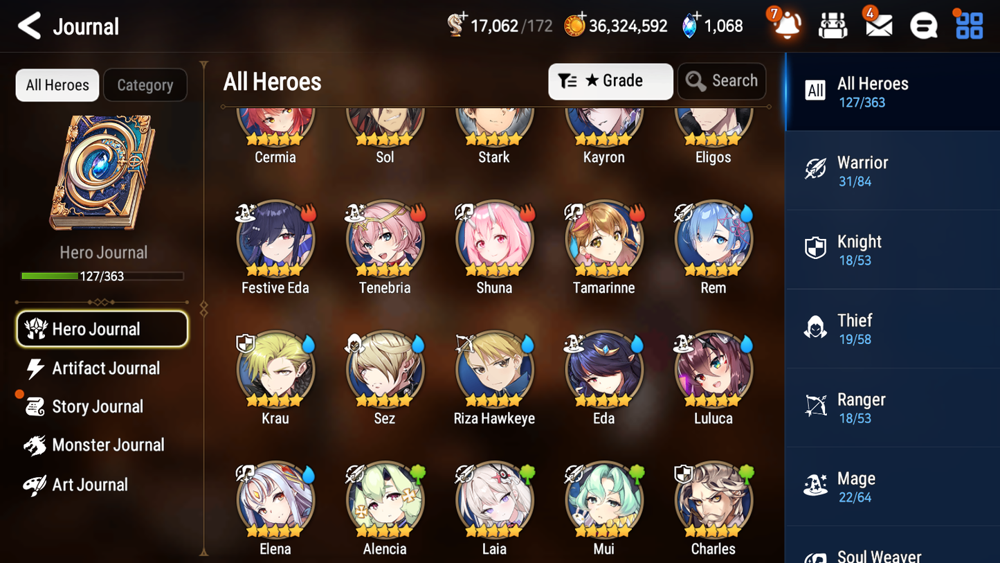 [GLOBAL] Epic 7 Seven 3ML 3LIM Laia Specter Tenebria Astromancer Elena DJ Basar Rem Festive Eda + ML pulls + 20 Speed + Name Starter Account-Mobile Games Starter