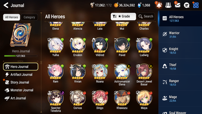 [GLOBAL] Epic 7 Seven 3ML 3LIM Laia Specter Tenebria Astromancer Elena DJ Basar Rem Festive Eda + ML pulls + 20 Speed + Name Starter Account-Mobile Games Starter