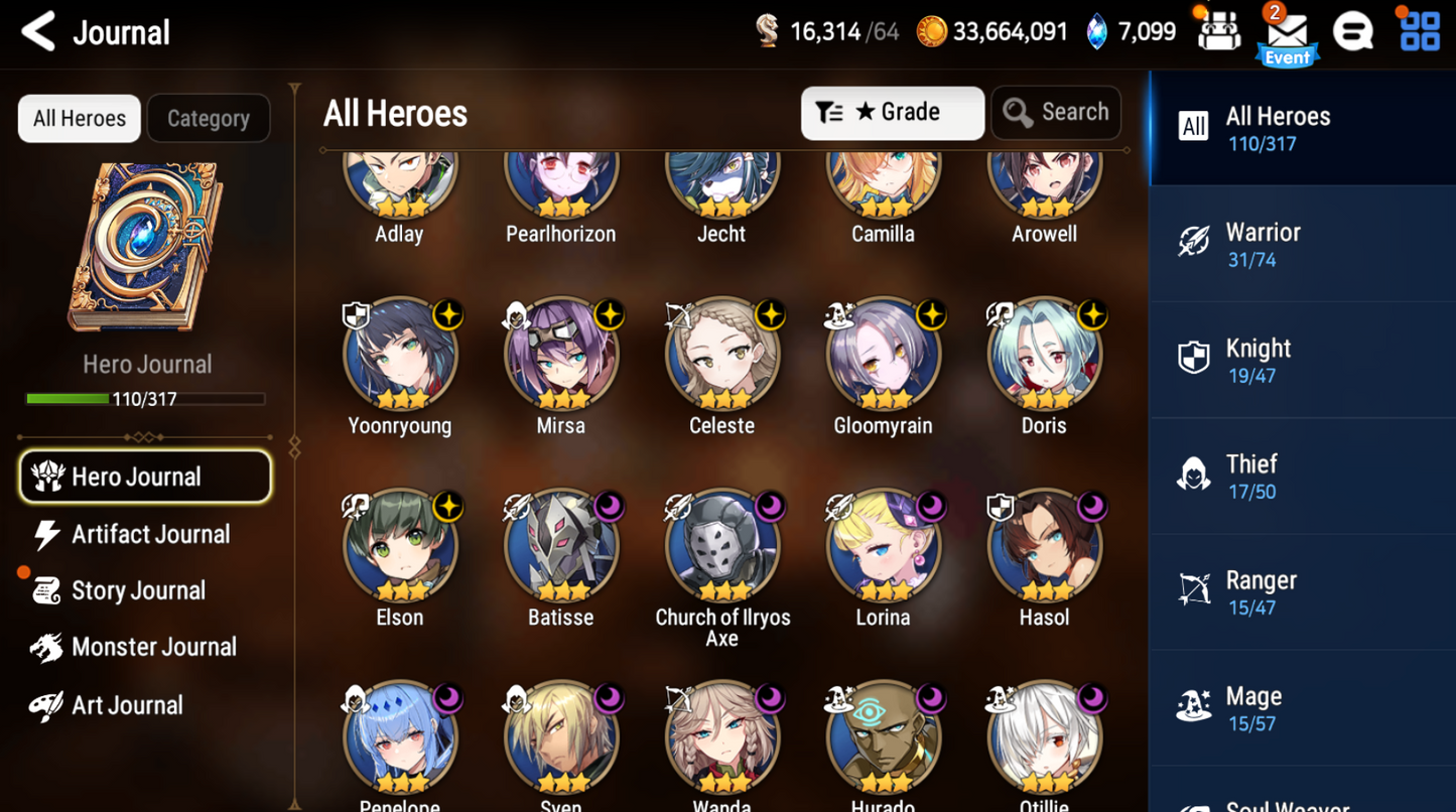 [Global] Epic 7 Seven 3ML Arbiter Vildred Fallen Cecilia Specimen Sez Angel of Light Angelica+Name Starter Account-Mobile Games Starter