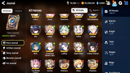 [Global] Epic 7 Seven 3ML Arbiter Vildred Maid Chloe Top Model Luluca +Name Starter Account-Mobile Games Starter