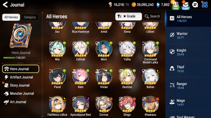 [Global] Epic 7 Seven 3ML Belian Apocalypse Ravi Faithless Lidica Amid + Name Starter Account-Mobile Games Starter