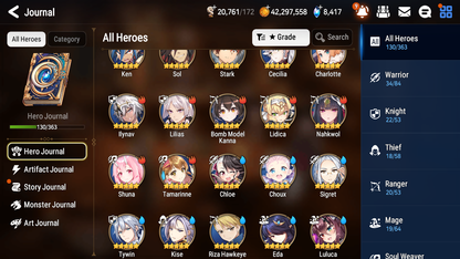 [GLOBAL] Epic 7 Seven 3ML Belian Specter Tenebria Last Rider Krau + ML pulls + 20 Speed + Name Starter Account-Mobile Games Starter