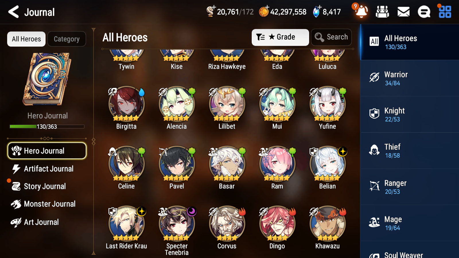 [GLOBAL] Epic 7 Seven 3ML Belian Specter Tenebria Last Rider Krau + ML pulls + 20 Speed + Name Starter Account-Mobile Games Starter