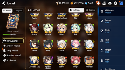 [GLOBAL] Epic 7 Seven 3ML Belian Specter Tenebria Last Rider Krau + ML pulls + 20 Speed + Name Starter Account-Mobile Games Starter