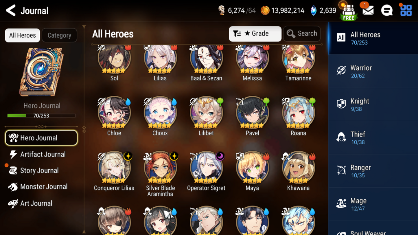 [Global] Epic 7 Seven 3ML Conqueror Lilias Operator Sigret Silver Blade Aramintha + Pulls +Name Starter Account-Mobile Games Starter