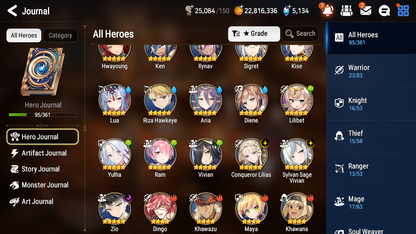 [GLOBAL] Epic 7 Seven 3ML Conqueror Lilias Zio Sylvan Sage Vivian Diene + ML pulls + 20 Speed + Name Starter Account-Mobile Games Starter