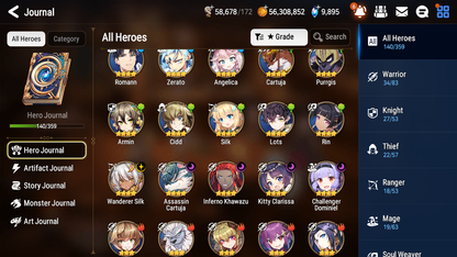 [GLOBAL] Epic 7 Seven 3ML Lady of the Scales Empyrean Ilynav + Rinak + artifact + Last Rider Krau + 65ML pulls 10k skystones +20 speed+ Name Starter Account-Mobile Games Starter