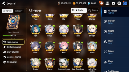 [GLOBAL] Epic 7 Seven 3ML Lady of the Scales Empyrean Ilynav + Rinak + artifact + Last Rider Krau + 65ML pulls 10k skystones +20 speed+ Name Starter Account-Mobile Games Starter