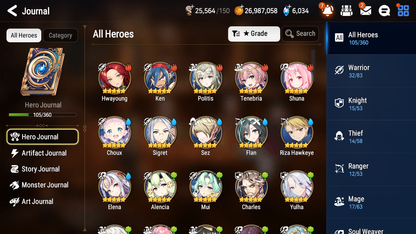 [GLOBAL] Epic 7 Seven 3ML Lone Crescent Bellona Belian Closer Charles Angel of Light Angelica + ML pulls + 20 Speed + Name Starter Account-Mobile Games Starter
