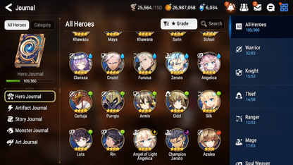[GLOBAL] Epic 7 Seven 3ML Lone Crescent Bellona Belian Closer Charles Angel of Light Angelica + ML pulls + 20 Speed + Name Starter Account-Mobile Games Starter