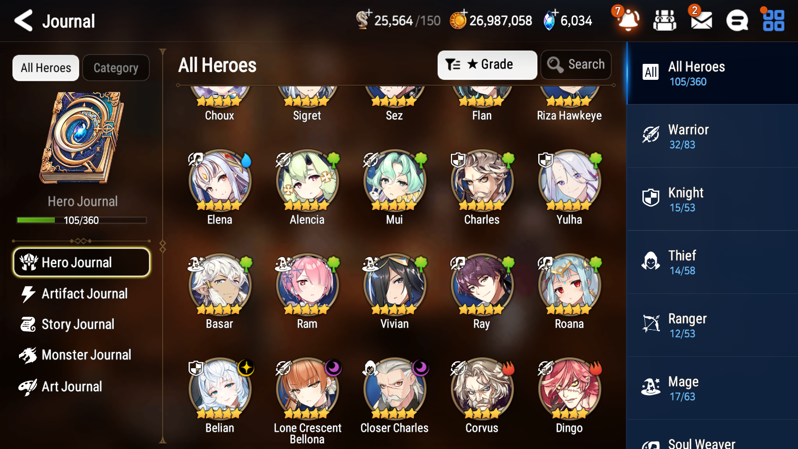 [GLOBAL] Epic 7 Seven 3ML Lone Crescent Bellona Belian Closer Charles Angel of Light Angelica + ML pulls + 20 Speed + Name Starter Account-Mobile Games Starter