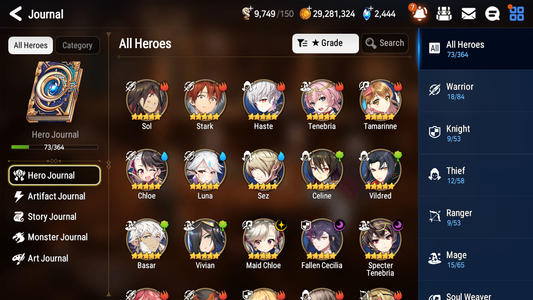 [GLOBAL] Epic 7 Seven 3ML Maid Chloe Fallen Cecilia Specter Tenebria + ML Mystics Pulls + 20 Speed Aged Starter Account-Mobile Games Starter