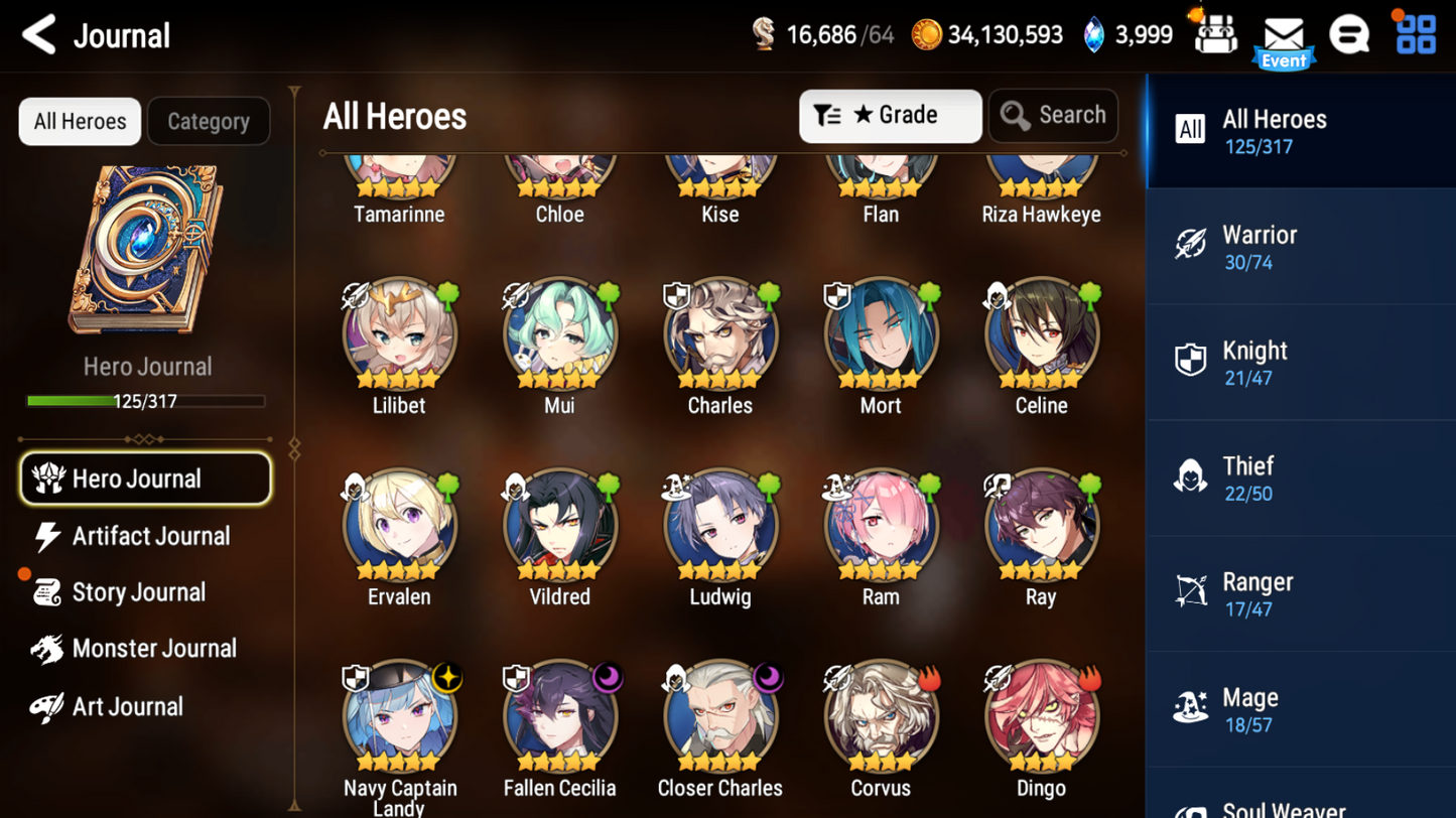 [Global] Epic 7 Seven 3ML Navy Captain Landy Fallen Cecilia Closer Charles +ML Mystics summon + Name Starter Account-Mobile Games Starter