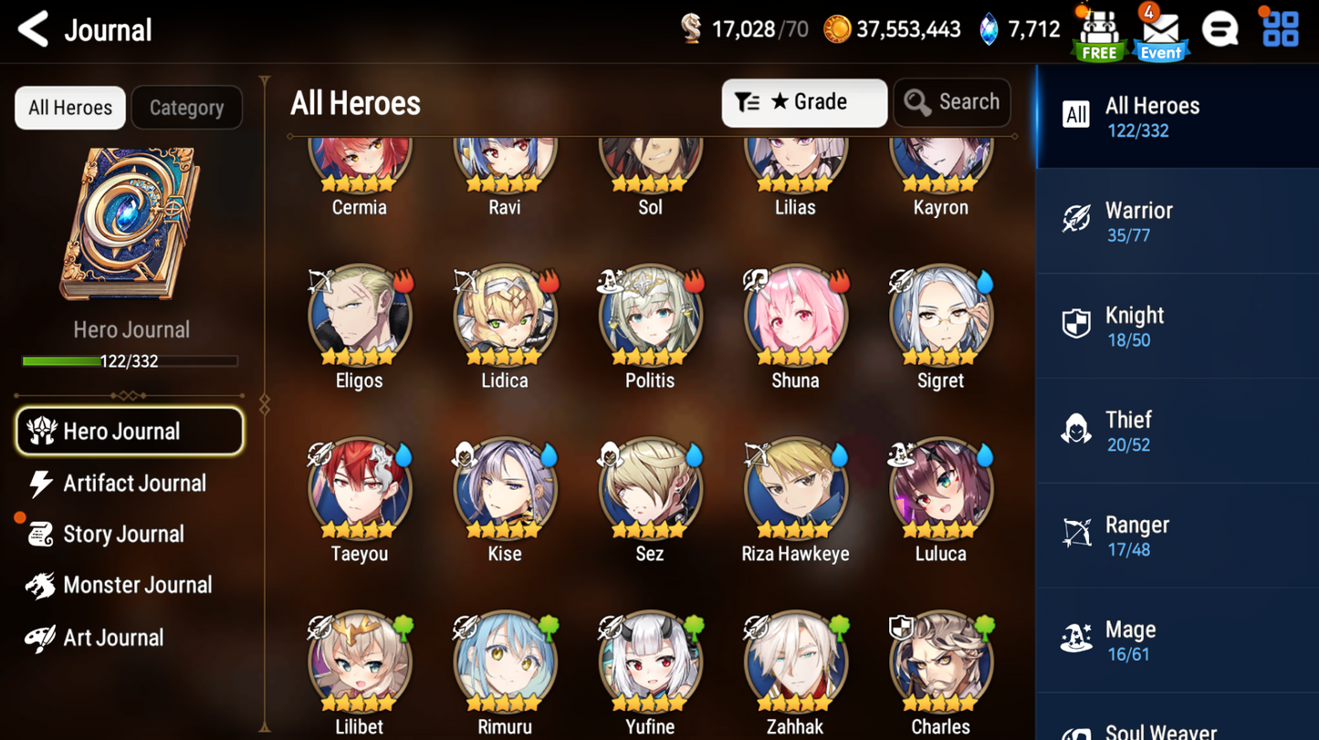 [GLOBAL] Epic 7 Seven 3ML New Moon Luna Briar Witch Iseria Judge Kise Rimuru + ML pulls +Name Starter Account-Mobile Games Starter