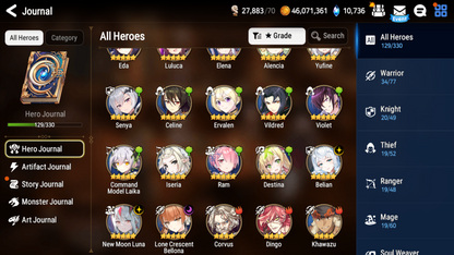 [GLOBAL] Epic 7 Seven 3ML New Moon Luna Lone Crescent Bellona Belian Rem +10k Gems +34 ML pulls Starter Account-Mobile Games Starter