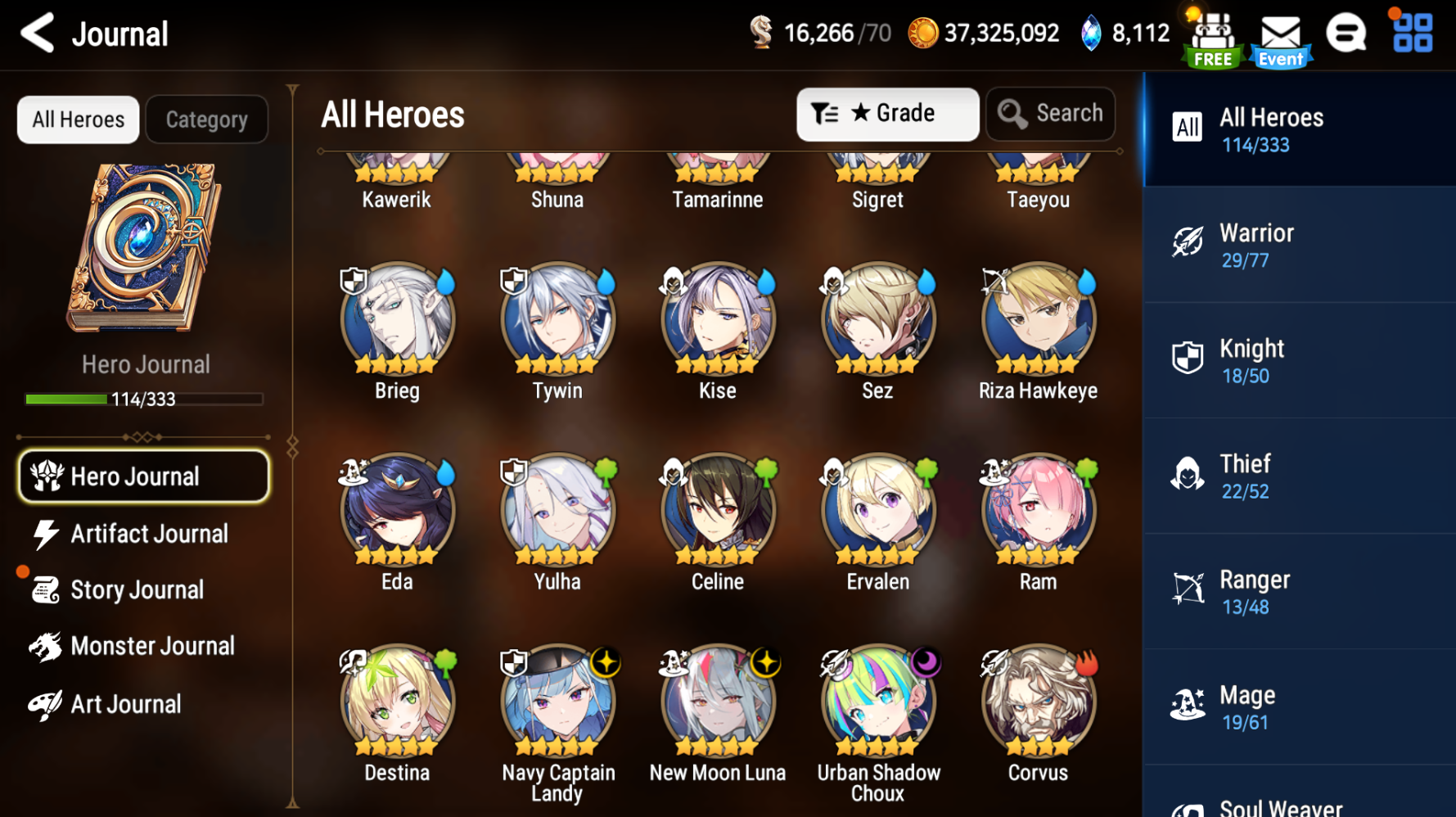 [GLOBAL] Epic 7 Seven 3ML New Moon Luna Navy Captain Landy Urban Shadow Choux + ML pulls +Name Starter Account-Mobile Games Starter