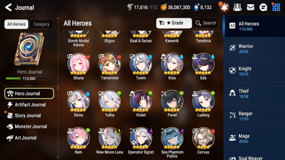 [GLOBAL] Epic 7 Seven 3ML New Moon Luna Sea Phantom Politis Operator Sigret Shalltear Jack+ 40ML pulls +20 Speed +Name Starter Account-Mobile Games Starter