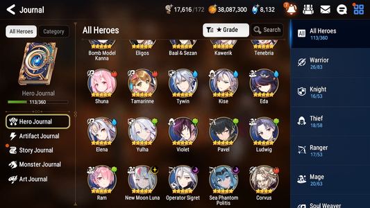 [GLOBAL] Epic 7 Seven 3ML New Moon Luna Sea Phantom Politis Operator Sigret Shalltear Jack+ 40ML pulls +20 Speed +Name Starter Account-Mobile Games Starter