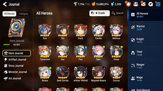 [GLOBAL] Epic 7 Seven 3ML Requiem Roana Arbiter Vildred Dark Corvus + ML pulls + 20 Speed + Name Starter Account-Mobile Games Starter