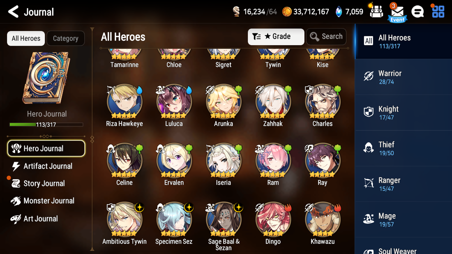 [Global] Epic 7 Seven 3ML Specimen Sez Ambitious Tywin Sage Baal Angel of Light Angelica +Name Starter Account-Mobile Games Starter