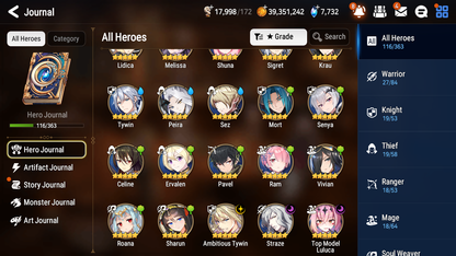[GLOBAL] Epic 7 Seven 3ML Straze Top Model Luluca Ambitious Tywin +ML pulls + 20 Speed + Name Starter Account-Mobile Games Starter