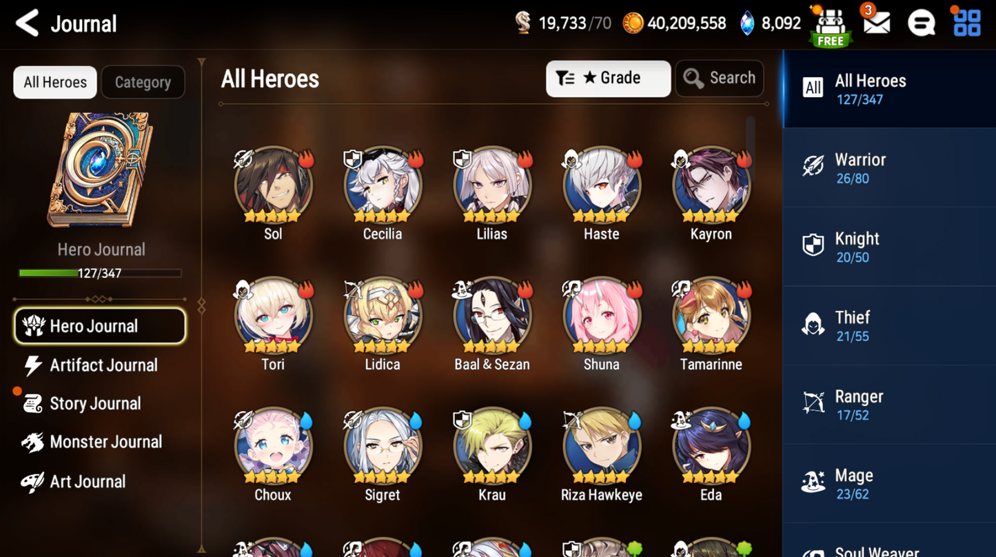 [GLOBAL] Epic 7 Seven 3ML Tori + Specter Tenebria Silver Blade Aramintha ML Laika + Name Starter Account-Mobile Games Starter