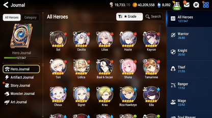 [GLOBAL] Epic 7 Seven 3ML Tori + Specter Tenebria Silver Blade Aramintha ML Laika + Name Starter Account-Mobile Games Starter