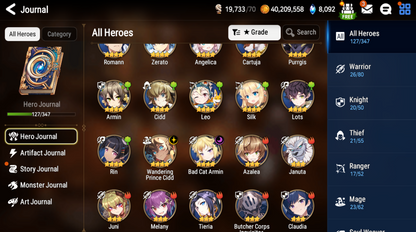[GLOBAL] Epic 7 Seven 3ML Tori + Specter Tenebria Silver Blade Aramintha ML Laika + Name Starter Account-Mobile Games Starter