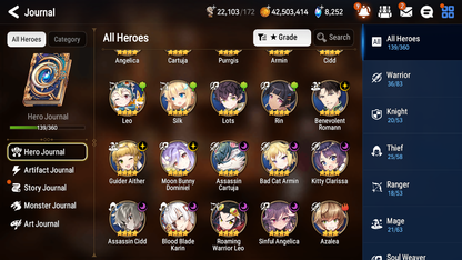 [GLOBAL] Epic 7 Seven 3ML Witch of the Mere Tenebria Harsetti Solitaria of Snow Rem Jack +42ML pulls+ 20 Speed + Name Starter Account-Mobile Games Starter