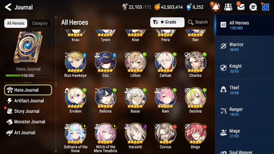 [GLOBAL] Epic 7 Seven 3ML Witch of the Mere Tenebria Harsetti Solitaria of Snow Rem Jack +42ML pulls+ 20 Speed + Name Starter Account-Mobile Games Starter