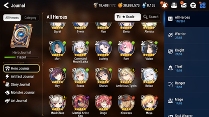 [GLOBAL] Epic 7 Seven 4ML 1LIM Belian Ambitious Tywin Maid Chloe Martial Artist Ken Rem + ML pulls + 20 Speed +Name Starter Account-Mobile Games Starter