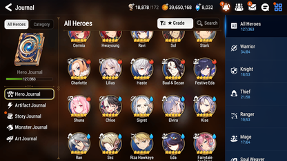[GLOBAL] Epic 7 Seven 4ML 1LIM Lionheart Cermia Maid Chloe Arbiter Vildred Apocalypse Ravi Fairytale Tenebria + ML pulls + 20 Speed +Name Starter Account-Mobile Games Starter