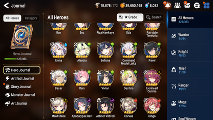 [GLOBAL] Epic 7 Seven 4ML 1LIM Lionheart Cermia Maid Chloe Arbiter Vildred Apocalypse Ravi Fairytale Tenebria + ML pulls + 20 Speed +Name Starter Account-Mobile Games Starter
