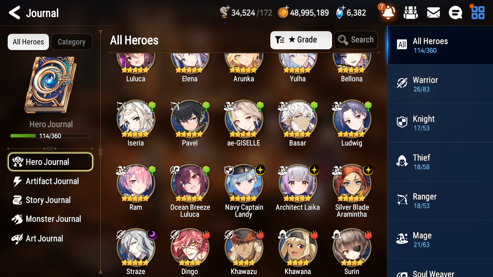 [GLOBAL] Epic 7 Seven 4ML 1LIM Navy Captain Landy Straze Silver Blade Aramintha Laika Ocean Breeze Lulcua+ ML pulls + 20 Speed +Name Starter Account-Mobile Games Starter