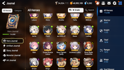 [GLOBAL] Epic 7 Seven 4ML 1LIM Navy Captain Landy Straze Silver Blade Aramintha Laika Ocean Breeze Lulcua+ ML pulls + 20 Speed +Name Starter Account-Mobile Games Starter