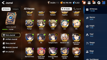 [GLOBAL] Epic 7 Seven 4ML 2LIM Haru+artifact Navy Captain Landy Straze Silver Blade Aramintha Laika Ocean Breeze Lulcua Ruiza + 54ML pulls +3x 20 Speed + Luna Skin+Name Starter Account-Mobile Games Starter