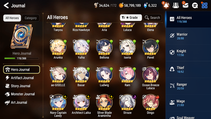 [GLOBAL] Epic 7 Seven 4ML 2LIM Haru+artifact Navy Captain Landy Straze Silver Blade Aramintha Laika Ocean Breeze Lulcua Ruiza + 54ML pulls +3x 20 Speed + Luna Skin+Name Starter Account-Mobile Games Starter