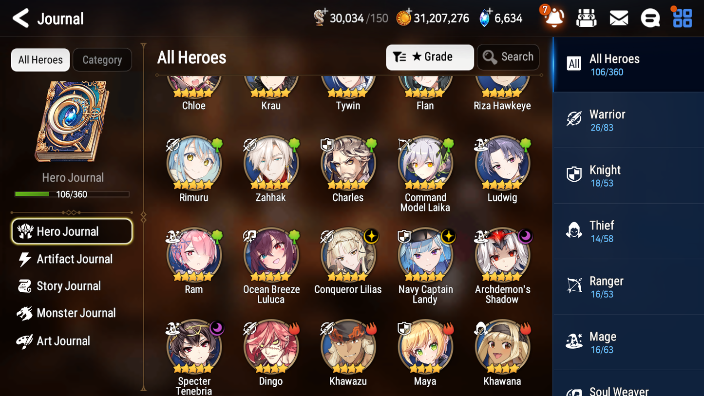 [GLOBAL] Epic 7 Seven 4ML 2LIM Navy Captain Landy Conqueror Lilias Specter Tenebria Rimuru Ocean Breeze Luluca +ML pulls + 20 Speed + Name Starter Account-Mobile Games Starter